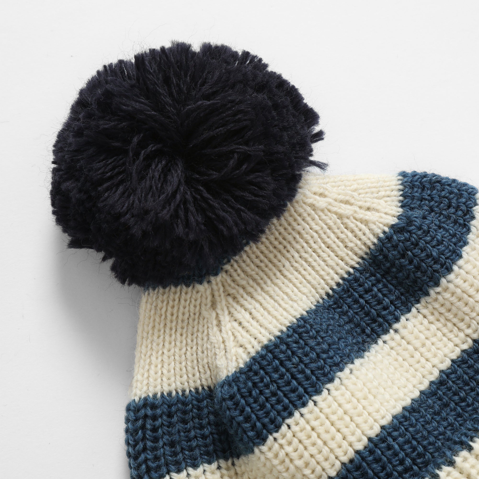 Stripe Service Watch Cap with Pom (Merino)