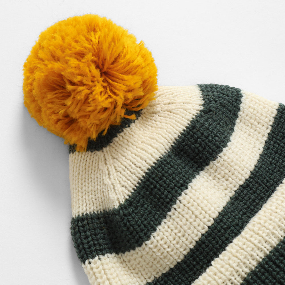 Stripe Service Watch Cap with Pom (Merino)