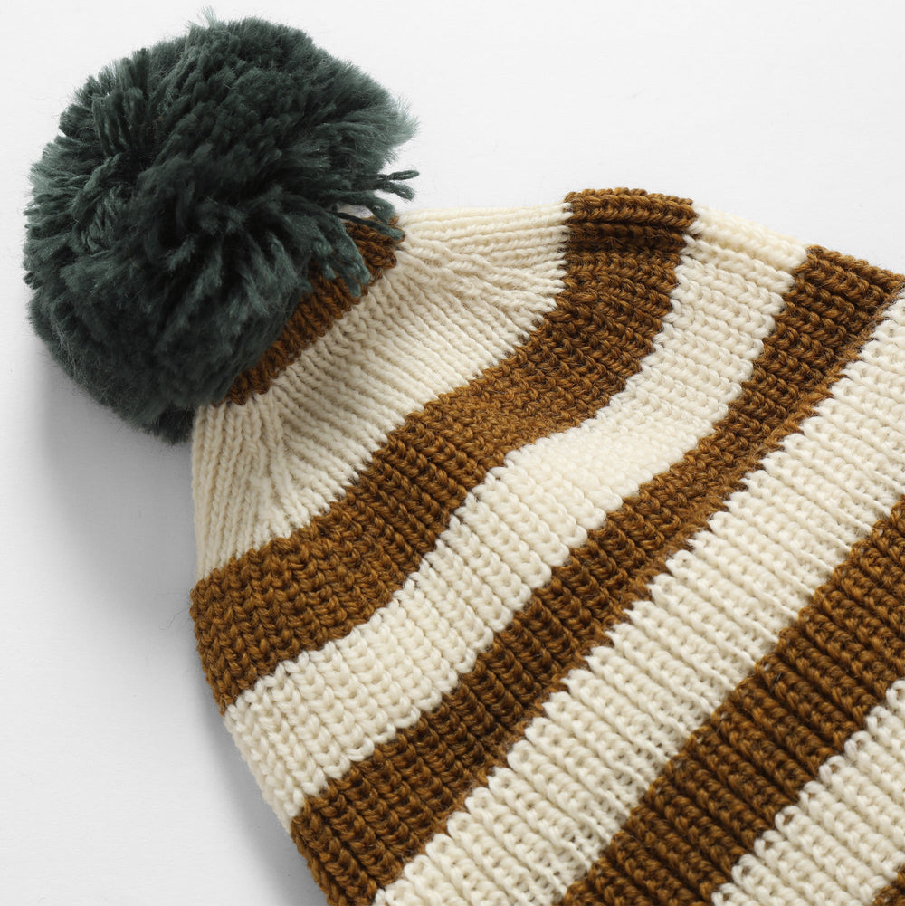 Stripe Service Watch Cap with Pom (Merino)